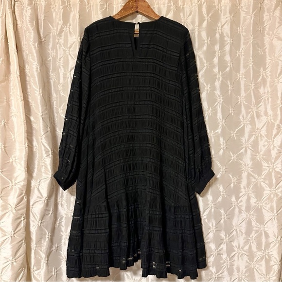 Anine Bing Black Viola Long Sleeve Striped Shift Swing Dress - Picture 6 of 16